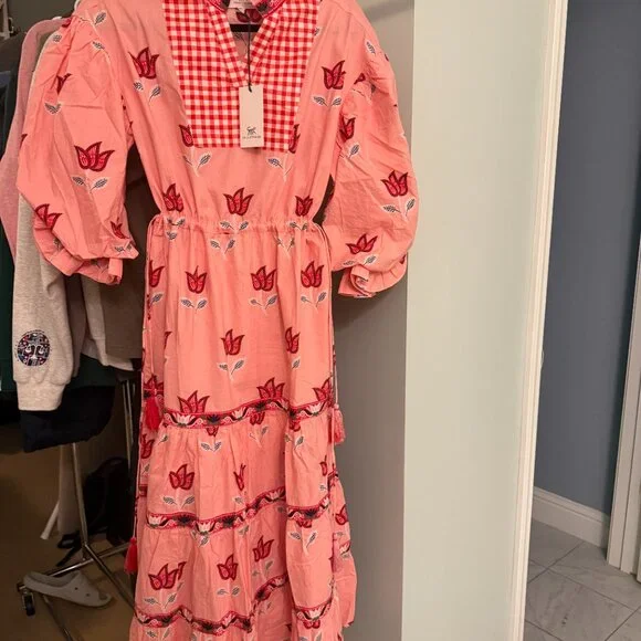 Tulip Bloom - Coconut Café Dress - French Pink - XS PRINTFRESH- NWT - Picture 2 of 4